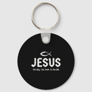 Bible Verse John 14_6 Jesus The Way Truth & Li Key Ring