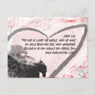 Bible Verse John 3:16 Grunge Heart Postcard
