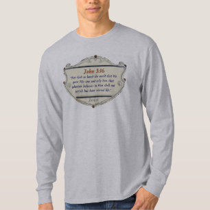 Bible Verse John 3:16 Shield Men's Long Sleeve Tee