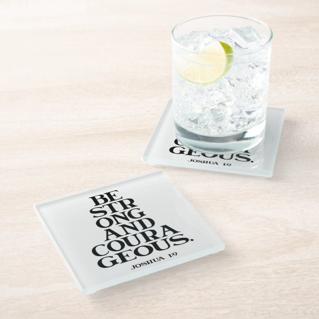 Bible verse Joshua Glass Coaster (Angled)