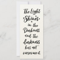 Bible Verse Light in the Darkness Quote Flat Card