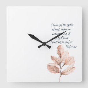 Bible verse Lord Psalm Leafy scripture  Square Wall Clock