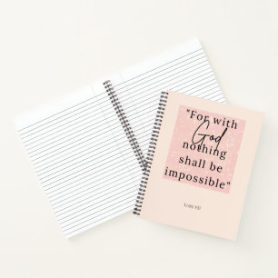 Bible verse luke 1:37 spiral notebook