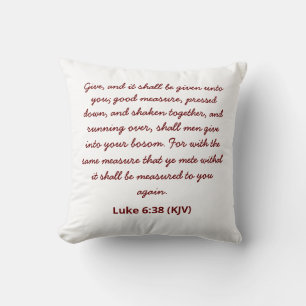 Bible Verse Luke 6:38 (KJV) Christmas Typography Cushion