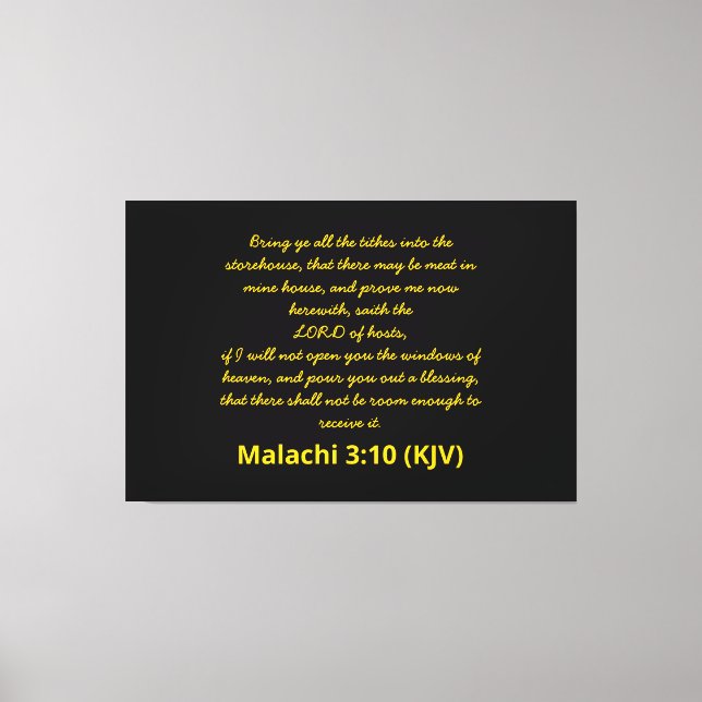 Bible Verse Malachi 3:10 (KJV) New Year's Day Canvas Print (Front)