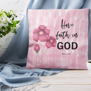 Bible verse Mark 11 Floral throw pillows