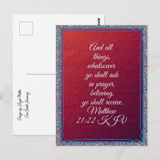 Bible Verse Matthew 21:22 KJV Postcard (Front/Back)