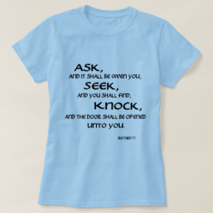 Bible Verse Matthew 7:7 Womens Basic T-shirt