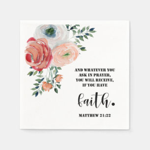 Bible verse Matthew Floral  Square  Napkin