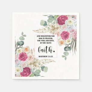 Bible verse Matthew Floral  Square  Napkin