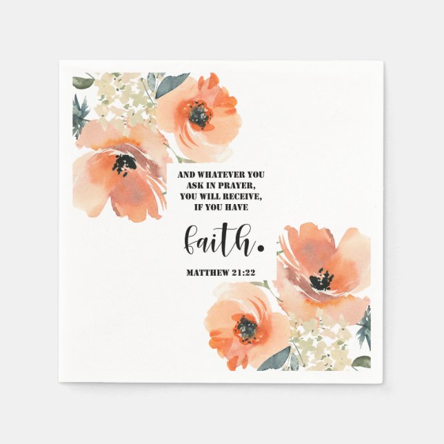 Bible verse Matthew Floral  Square  Napkin (Front)