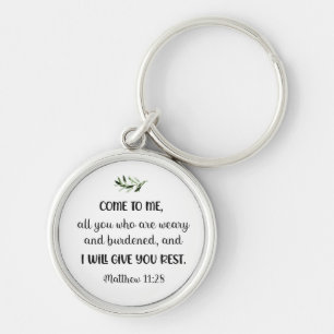 Bible verse Matthew Round Olive Keychain
