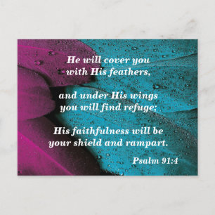 Bible Verse Memory Card Psalm 91:4 Wings of Refuge