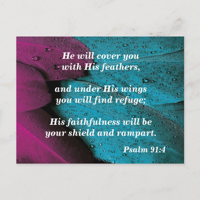Bible Verse Memory Card Psalm 91:4 Wings of Refuge (Front)