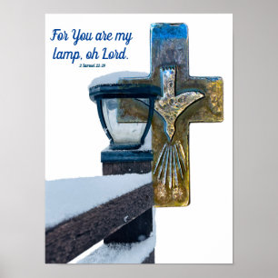 Bible verse "my lamp, oh Lord" cross faith Samuel Poster
