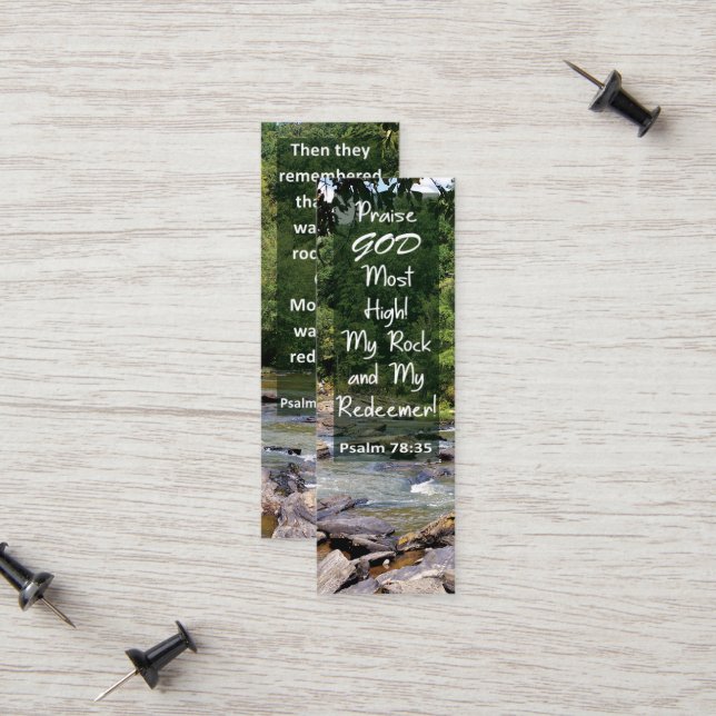 Bible Verse My Rock My Redeemer Mini Bookmark Calling Card (Front/Back In Situ)