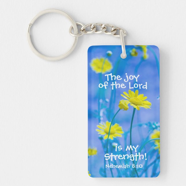 Bible Verse Nehemiah The Joy of the Lord Custom Key Ring (Front)