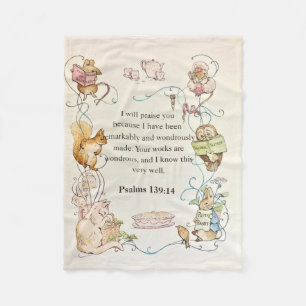 Bible verse nursery animals fleece blanket