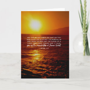 Bible Verse Ocean Sunset 1 Peter 3:21 Card