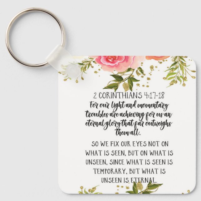 Bible Verse Personalised Square Keychain (Front)