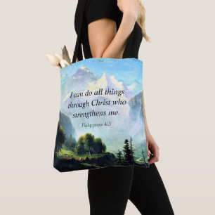 Bible verse, Phil 4:13, I can do all things... Tote Bag