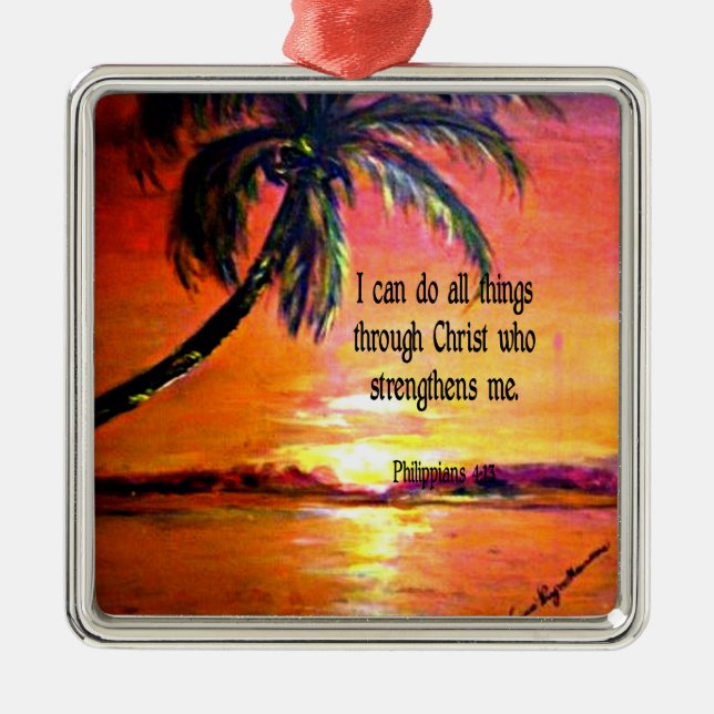 Bible verse, Philippians 4:13 Bathroom Set Metal Tree Decoration (Front)