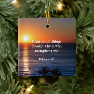 Bible verse, Philippians 4:13 Ceramic Ornament