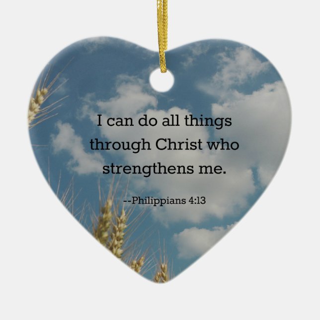 Bible Verse, Philippians 4:13 Ceramic Tree Decoration (Front)