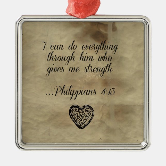 Bible Verse Philippians 4:13 Metal Tree Decoration (Front)