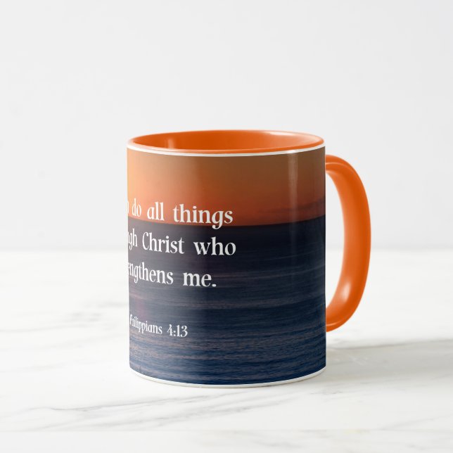 Bible verse, Philippians 4:13, Mug (Front Right)