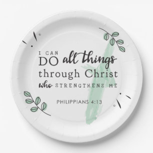 Bible Verse Philippians 4:13 Paper Plates