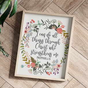 Bible Verse Philippians 4:13 Scripture Quote Poster