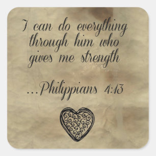 Bible Verse Philippians 4:13 Square Sticker