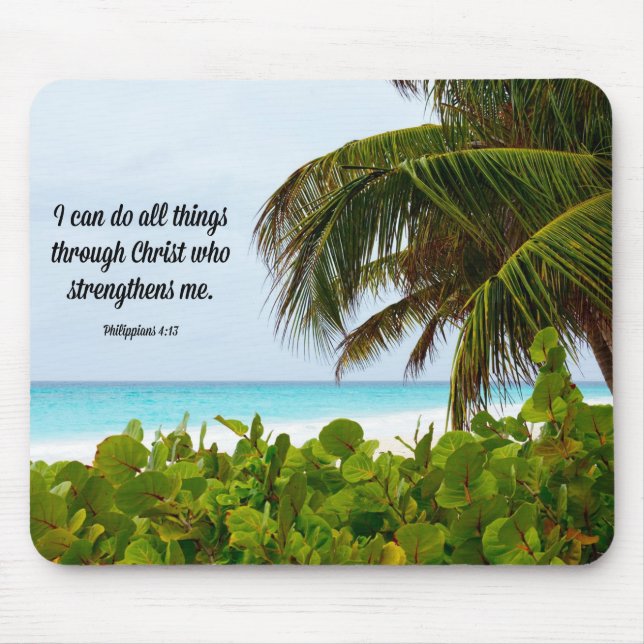 Bible Verse, Philippians 4:13, tropical Mouse Mat (Front)