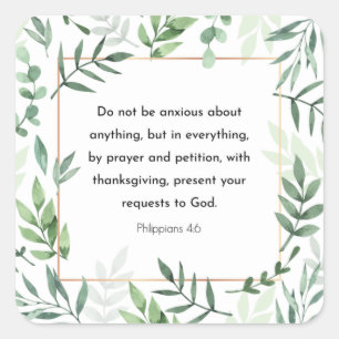 Bible verse, Philippians 4:6 Square Sticker