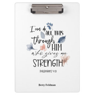 Bible Verse Philippians Floral Clipboard