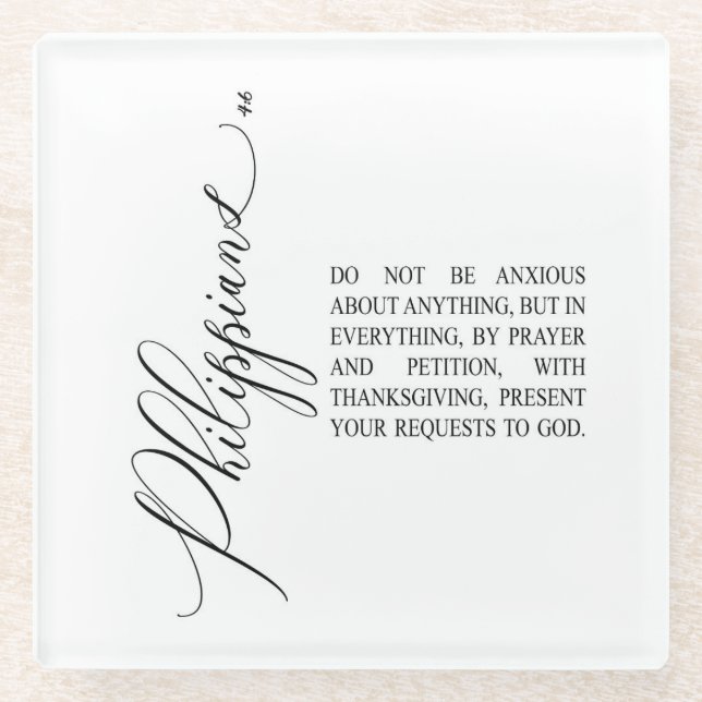 Bible verse Philippians Glass Coaster (Front)