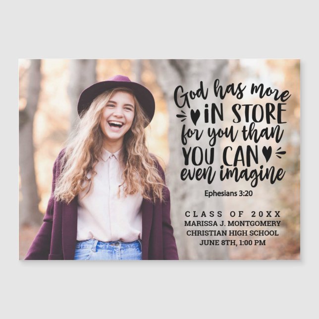 Bible Verse Photo Typography Graduation Magnet (Front)