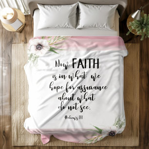 Bible verse Pink floral Fleece Blanket