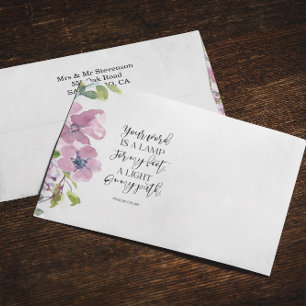 Bible Verse Pink Floral Return Address  Envelope
