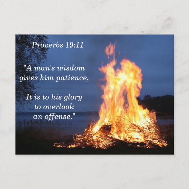 Bible Verse Proverbs 19 11 Wisdom Patience Postcard (Front)
