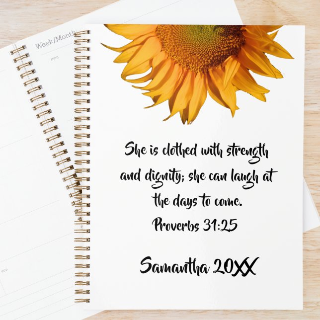 Bible Verse Proverbs 31:25 Sunflower Custom Quote Planner (Creator Uploaded)