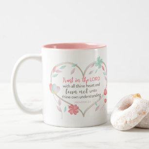 Bible Verse Proverbs 3:5 Heart Floral Mug