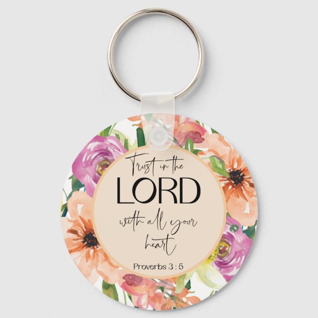 Bible Verse Proverbs Floral Keychain (Front)