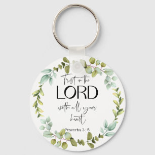 Bible Verse Proverbs Greenery Wreath Keychain