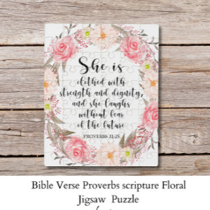 Bible Verse Proverbs scripture Floral  Jigsaw Puzz Jigsaw Puzzle