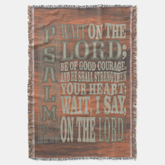 Bible Verse Psalm 27;14 Wood Topped Wall Tapestry Throw Blanket