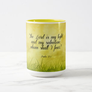 Bible verse, Psalm 27:1 Two-Tone Coffee Mug