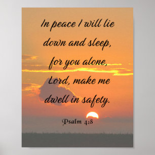 Bible Verse, Psalm 4:8 Poster