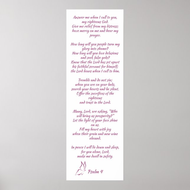 Bible Verse Psalm 4 Hear My Prayer Poster (Front)